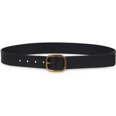 Rounded Leather Belt - Black/Gold