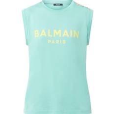 Balmain Tank Tops Balmain Women's Button-Embellished Logo Tank Top Green