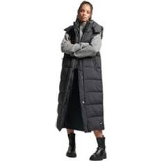 Superdry Damen Oberbekleidung Superdry Lange ärmellose Daunenjacke mit Kapuze Frau Ripstop Noir