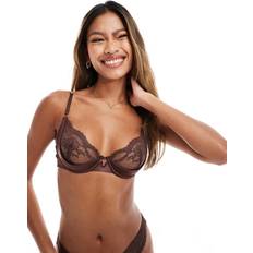 Boux Avenue Claudia balconette bra with lace detail in brown