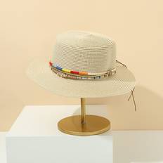 Yellow Hats Veishet (Beige) Hat Versatile Style Straw Woven Brim Womens Sunshade Hatsboater Yellow