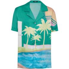 Balmain Men Shirts Balmain graphic-print satin shirt men Viscose Green