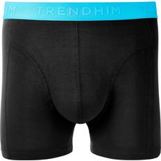 FlexFeel Sorte Bomulds Boxershorts med Neonblå Linning