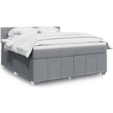 vidaXL Ramsäng Med Madrass Ljusgrå 180x200 cm Tyg Kontinentalsäng
