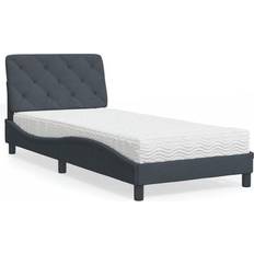 Senge & Madrasser vidaXL Seng Med Madras 90x190 cm Velour Mørkegrå Sengeramme