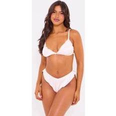 White Lingerie Sets PrettyLittleThing Cream Satin Frill Lingerie Set, White