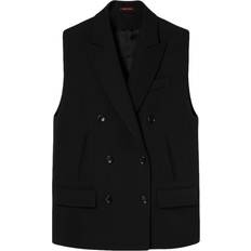 Gucci Coats Gucci SLEEVELESS WOOL COAT WITH WEB Woman Black