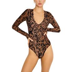 Multicolored - Women Shapewear & Under Garments Good American Mesh Leopard Bodysuit Brown (Large)