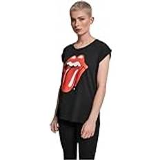 Merchcode Women's Large Size T-shirt Rolling Stones Tongue - Noir