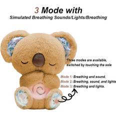 (30CM, Orange Koala) Breathing Bear Baby Soothing Otter Plush Doll Toy Baby Kids Soothing Music