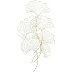 Kulta Seinäkoristeet Northio Seinäkoristelu Metalli 3D Ginko Leaves 51 x 3.5 x 94.5 cm