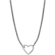 Pandora Heart Closure Snake Chain Necklace - Silver