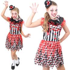 I Love Fancy Dress Girls killer clown costume childs horror scary halloween kids fancy dress outfit