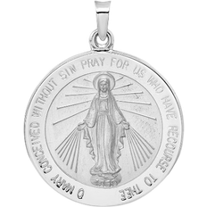 Men - White Gold Charms & Pendants Finest Gold Polished Miraculous Solid Medal Pendant - White Gold