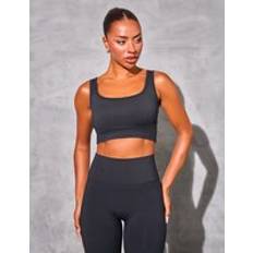 Fabric - Woman Blouses Kaiia Sculpt Square Neck Crop Top Black