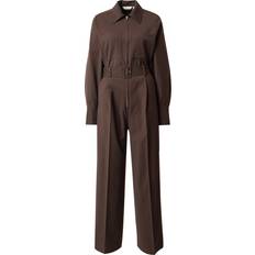 Femme - Marron Combinaisons & Other Stories wool blend long sleeve utility jumpsuit in dark brown-Black