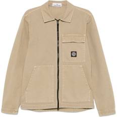 Stone Island Shirts on sale Stone Island logo-patch shirt men Cotton Neutrals