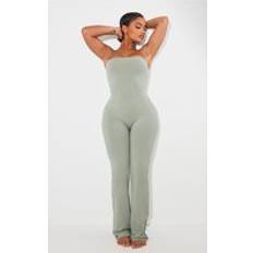PrettyLittleThing Shape Sage Green Soft Sculpted Bandeau Jumpsuit, Sage Green