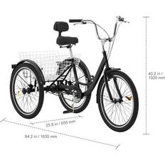 Tricycle Bikes SKYSHALO Adult Three-Wheel Bicycle 1 Speed 20/24/26 Inch