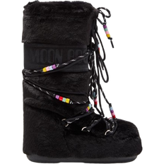 Moon Boot Icon Faux Fur Beads Boots - Black