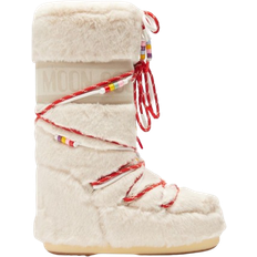 Moon Boot Icon Faux Fur Beads Boots - Cream