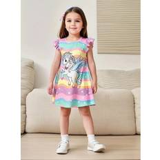 (8118 Rainbow, 150/8-9Years) Kids Girls Unicorns Nightgown Pyjamas Nighties Party Loungewear Nightgown Dress