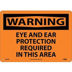 Black Workplace Signs National Marker Eye And Ear Protection Required In This Area 10 x 14.0 in .040 in - Orange and Black