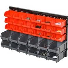 Durhand PP Wall Mounted 30-Compartment Tool Hardware Organiser Red/Grey