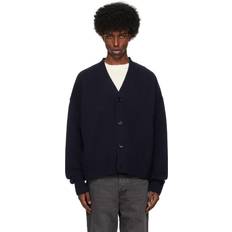 Ami Paris Men Cardigans Ami Paris Navy Embossed de Coeur Cardigan NAVY BLUE/4011