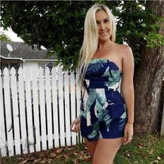 Enteritos Mujer New Arrival Polyester Fashion Regular Print Elegant Jumpsuit The Hot Beach Jumpsuit Of 2017 Summer Is Sexy Black One