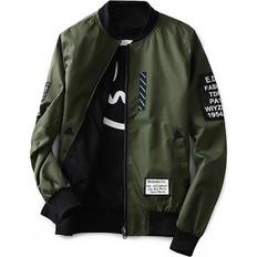 New 2017 Bomber Jacket Mens Pilot With Patches Green Both Side Wear Thin Pilot Bomber Jacket Men Wind Breaker Jacket Black One
