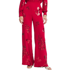 Sequins Pants & Shorts Chico's Floral Sequin Wide Leg Pants - Red Allure