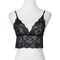 Women T-Shirt Famale S Bralette Crop Tank Top - Black