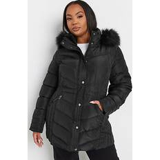 Yours Curve Padded Coat - Black