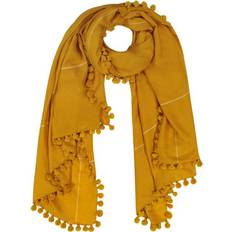 Accessories Mer St. Barth Yaser Shaw Cashmere Pashmina Hand Woven Pompom Scarf, Saffron (Yellow, One Size) Maisonette