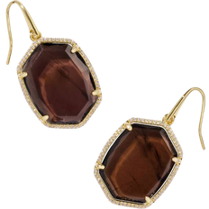 Brown Earrings Kendra Scott Daphne Pave Frame Drop Earrings - Gold/Quartz