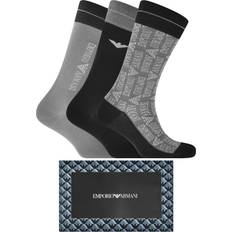 Armani Socks Armani Emporio 3 Pack Jacquard Logo Socks - Grey/Black