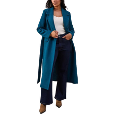 Wallis Petite Long Line Belted Coat With Splits - Teal