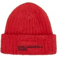 Karl Lagerfeld Dam Mössor Karl Lagerfeld Furry Logo Beanie - Pompeian Röd