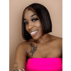 UNice 3x4 Lace Frontal Brown Face Framing Highlights Bob Straight Wig 8 inch Brown