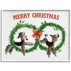 Framed Art Stupell Industries Vintage Merry Christmas Wreaths Toy Poodles Canvas Wall 16.0 H x 20.0 W x 1.5 D Framed Art