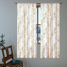 East Urban Home Polyester Curtains 96.0 H x 50.0 W in White/Gold