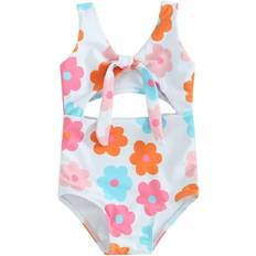 Bow Swimsuits Children's Clothing Bagilaanoe Toddler Baby Girl One-Piece Swimsuit - Floral Print