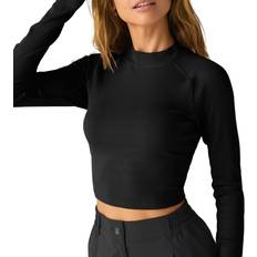 Compression Débardeurs Beyond Yoga Contours Mock Neck Cropped Top - Black