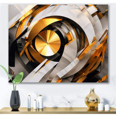 Interior Details Ivy Bronx Gold Black Fractal Tide IV Canvas Print 12.0 H x 20.0 W x 1.0 D Framed Art