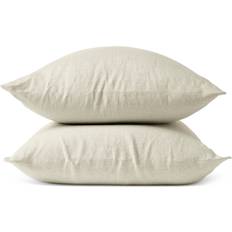 Lino Fundas de almohada Coyuchi Relaxed Linen Euro Sham - Chambray Pillow Case Beige