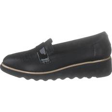 Clarks Black Leather Combi Slip-On - Negro