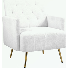 Ebern Designs White Armchairs Ebern Designs Majorelle 27.5" Wide Tufted Armchair