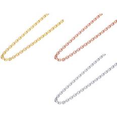 Unisex - White Gold Necklaces 10k yellow rose white gold semi-solid box rolo chain 3.7mm 18"-24"