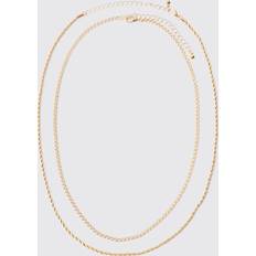 boohooMAN Mens Gold Multi Layer Rope Chain Necklace
